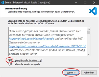 Visual Studio Code Lizenzvereinbarung
