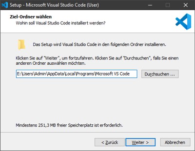 Visual Studio Code Installationspfad